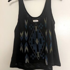 Black Patterned American Eagle Tank Top